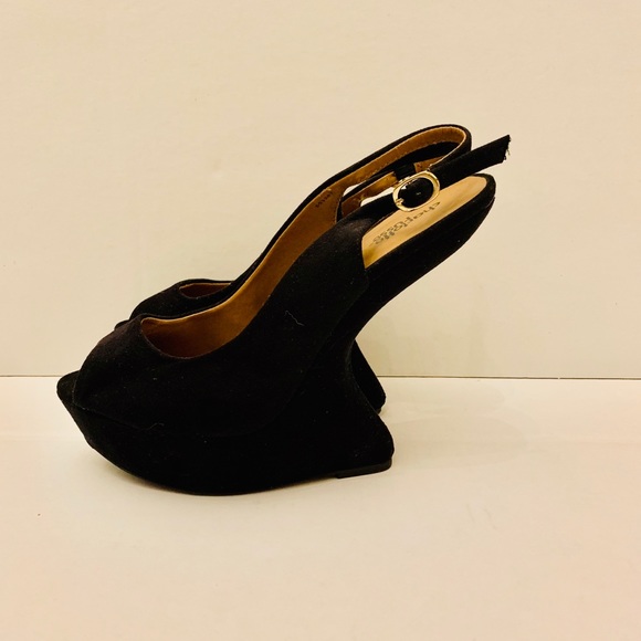 Charlotte Russe Shoes - Charlotte Russe Peep Toe Reverse Suede Heel Size 9